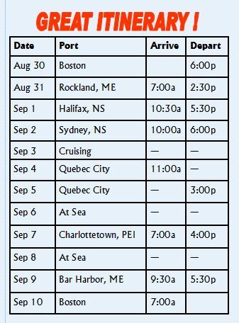 Aug 30 itinerary